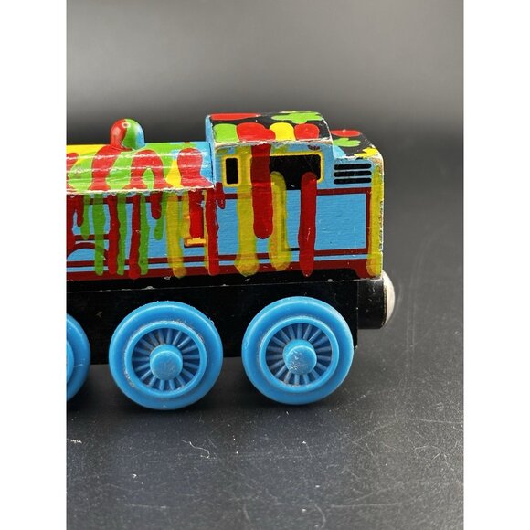 Thomas & Friends Wooden Railway Paint Splattered Thomas Vtg 2003 Train Engine - Picture 10 of 13